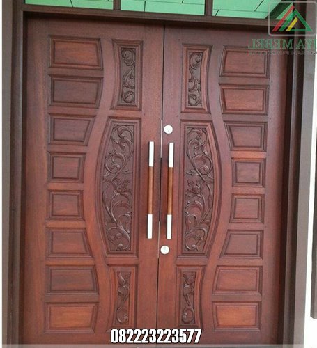 Pintu Kupu Tarung Ukir Minimalis Kayu Jati Jepara