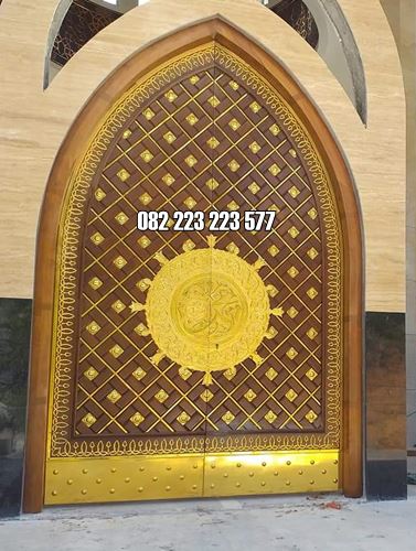Pintu Nabawi Masjid Model Lengkung Ukir Kayu Jati