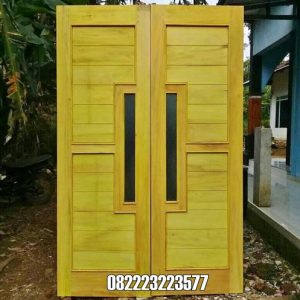 Pintu Minimalis Kayu Nangka Warna Kuning Model Kupu Tarung